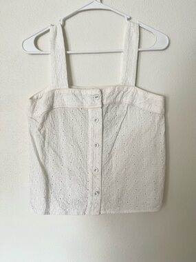 NWOT White Eyelet Button-Front Tank Top